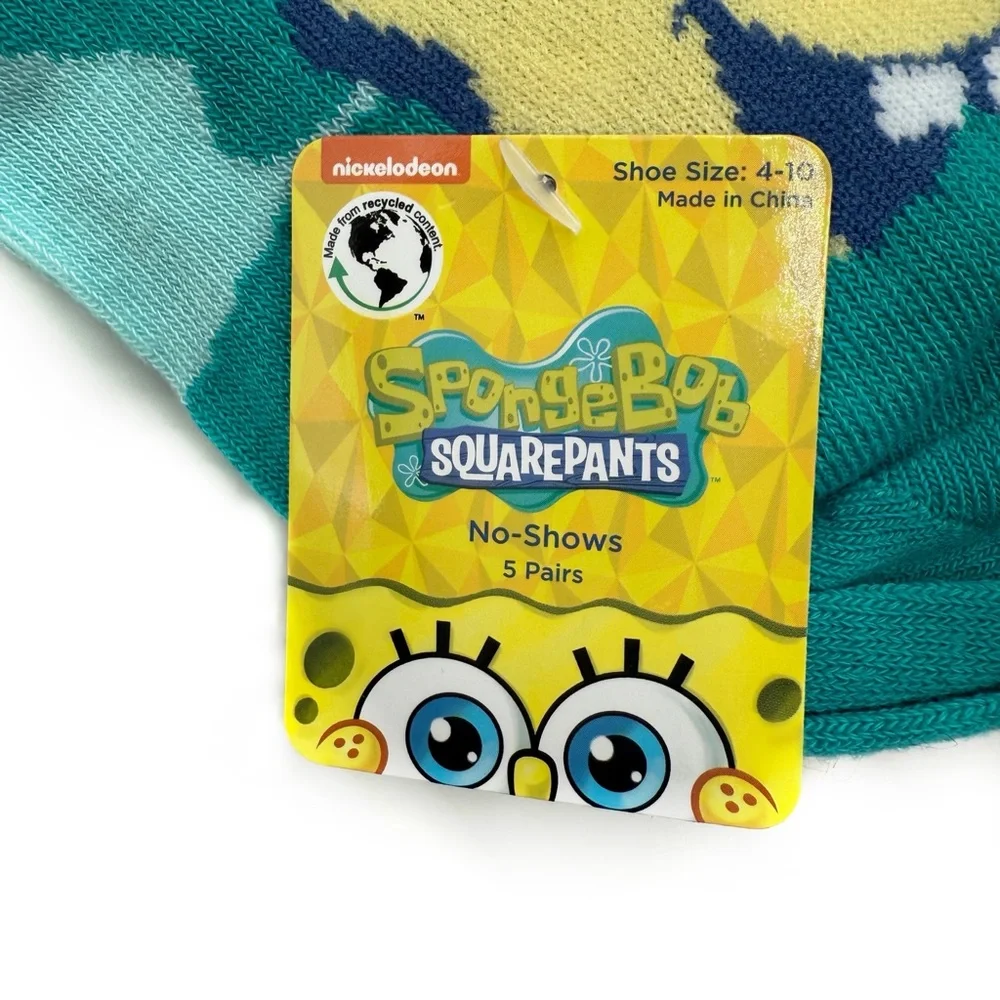 SpongeBob SquarePants Womens No Show Socks Nickelodeon Green Yellow Y2K Fun Gift